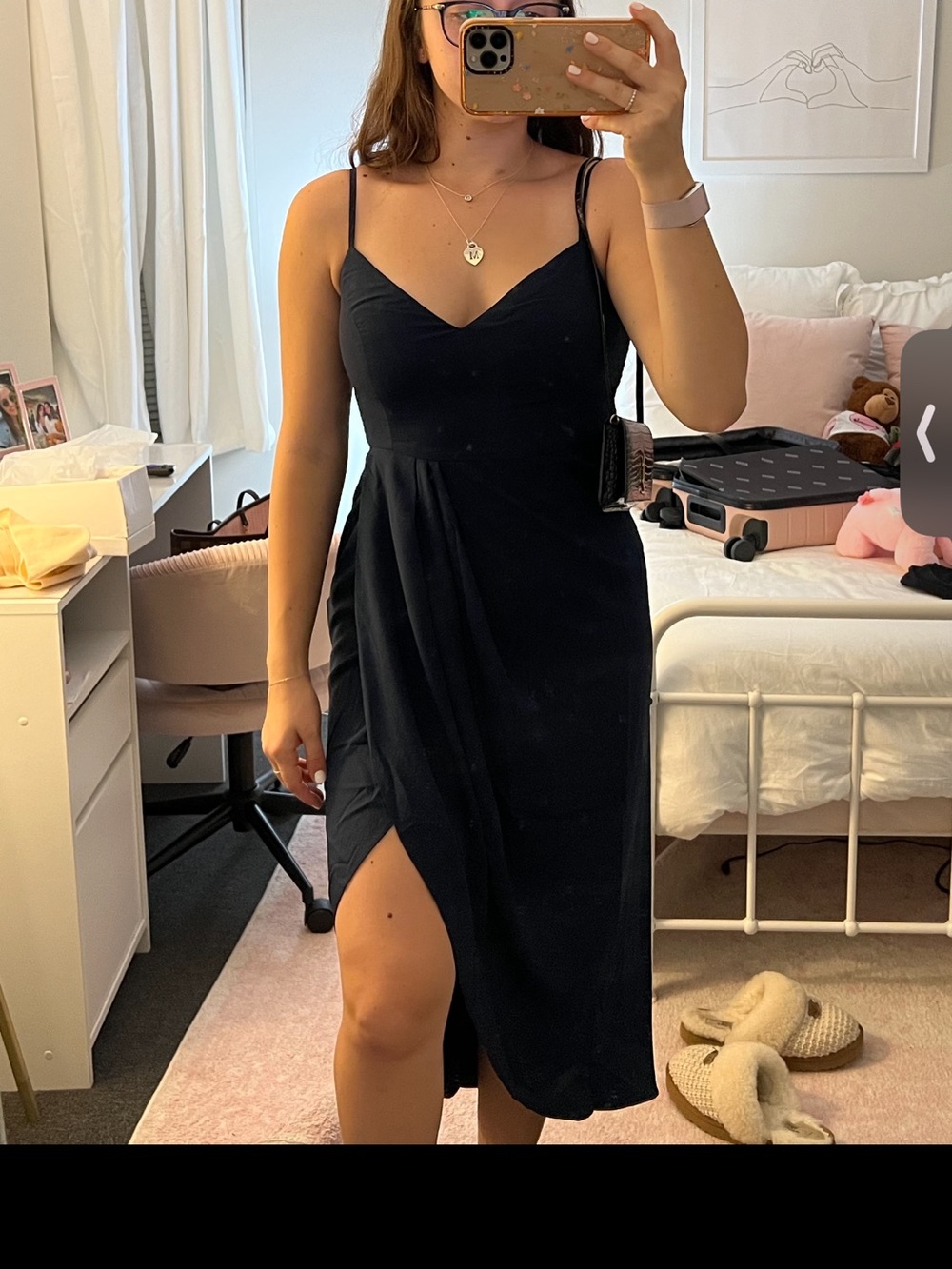 Lulus navy midi dress with slit